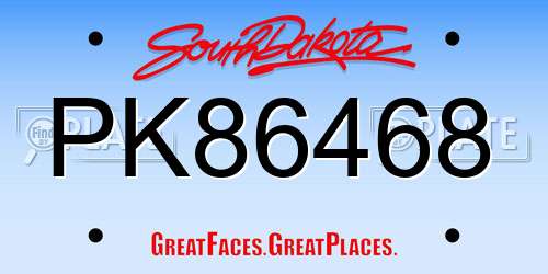 PK86468 South Dakota License Plate