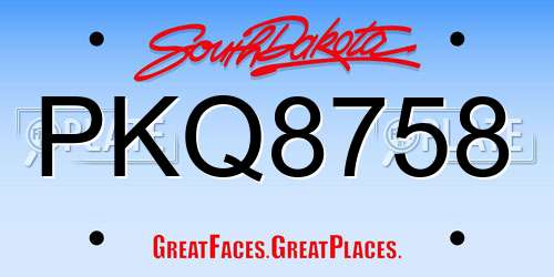 PKQ8758 South Dakota License Plate