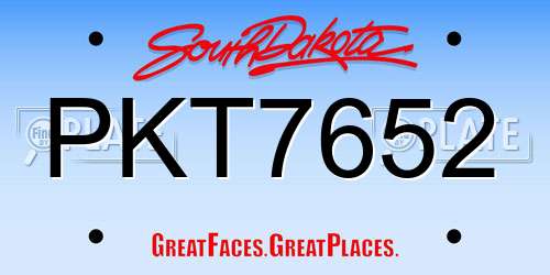PKT7652 South Dakota License Plate