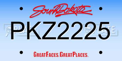 PKZ2225 South Dakota License Plate