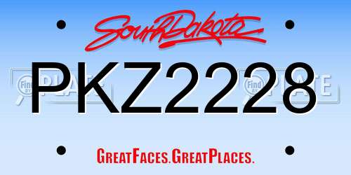 PKZ2228 South Dakota License Plate