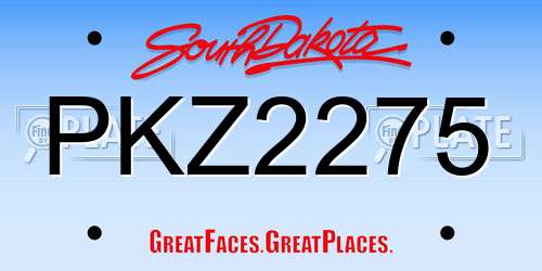 PKZ2275 South Dakota License Plate