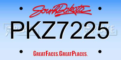 PKZ7225 South Dakota License Plate