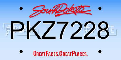 PKZ7228 South Dakota License Plate