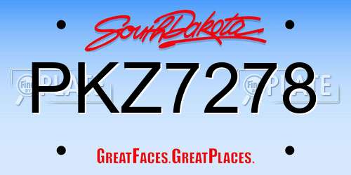 PKZ7278 South Dakota License Plate