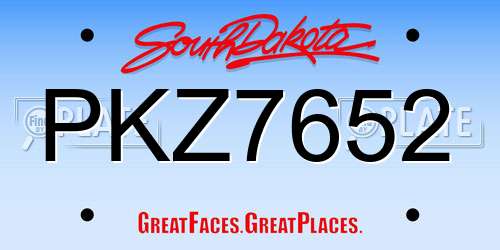 PKZ7652 South Dakota License Plate