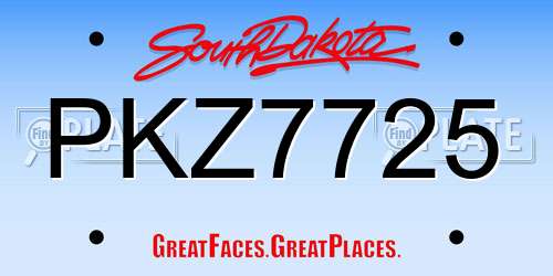 PKZ7725 South Dakota License Plate