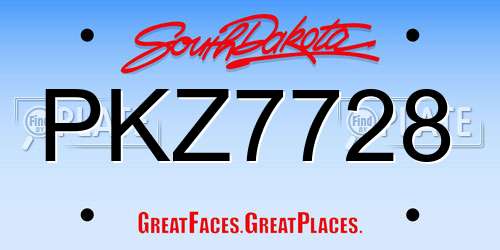 PKZ7728 South Dakota License Plate