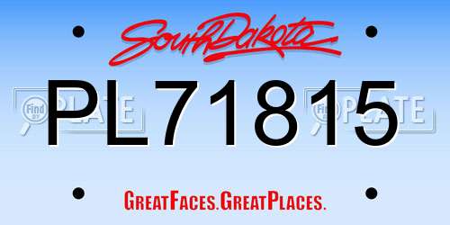 PL71815 South Dakota License Plate