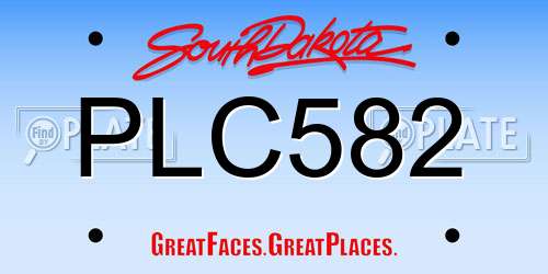 PLC582 South Dakota License Plate