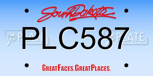 PLC587 South Dakota License Plate