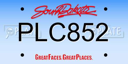 PLC852 South Dakota License Plate