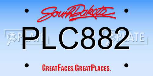 PLC882 South Dakota License Plate