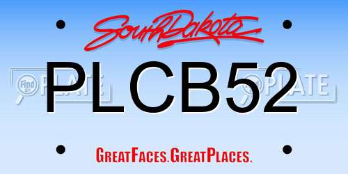 PLCB52 South Dakota License Plate