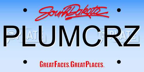 PLUMCRZ South Dakota License Plate