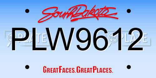 PLW9612 South Dakota License Plate