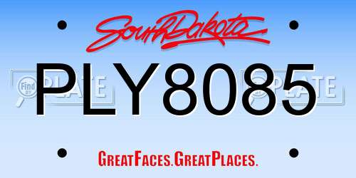 PLY8085 South Dakota License Plate