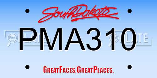PMA310 South Dakota License Plate