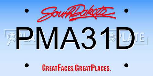 PMA31D South Dakota License Plate