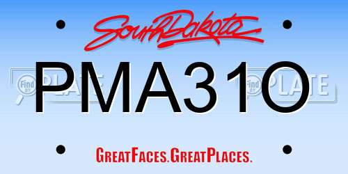 PMA31O South Dakota License Plate