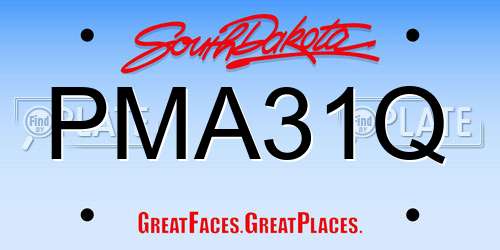 PMA31Q South Dakota License Plate