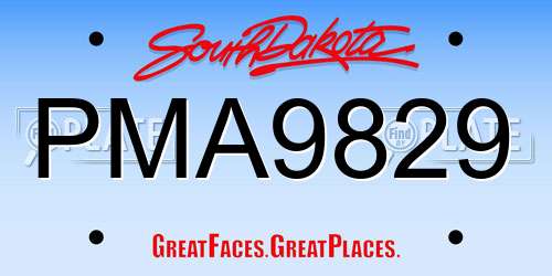 PMA9829 South Dakota License Plate