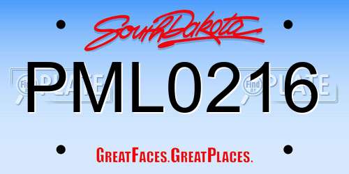 PML0216 South Dakota License Plate