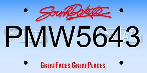 PMW5643 South Dakota License Plate