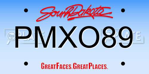 PMXO89 South Dakota License Plate