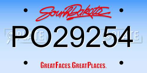 PO29254 South Dakota License Plate