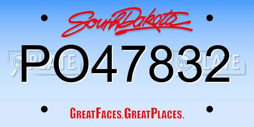 PO47832 South Dakota License Plate