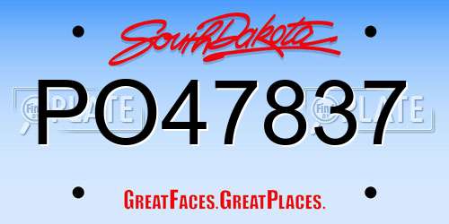 PO47837 South Dakota License Plate