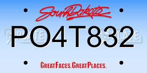 PO4T832 South Dakota License Plate