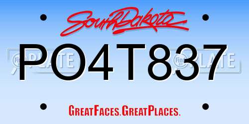 PO4T837 South Dakota License Plate