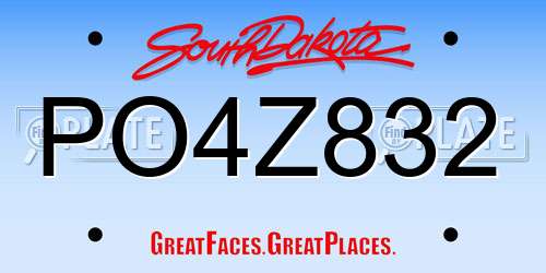PO4Z832 South Dakota License Plate