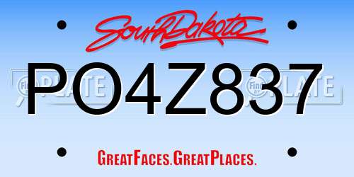 PO4Z837 South Dakota License Plate