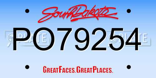 PO79254 South Dakota License Plate