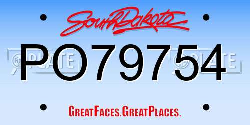 PO79754 South Dakota License Plate