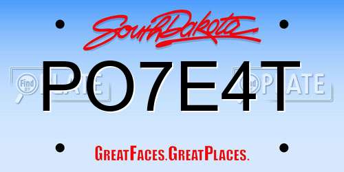 PO7E4T South Dakota License Plate
