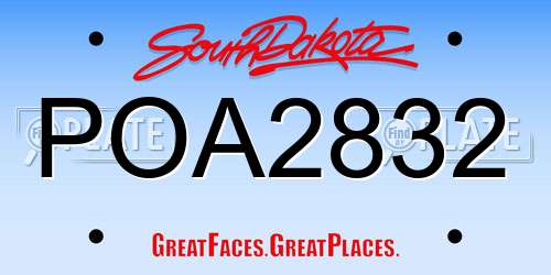POA2832 South Dakota License Plate