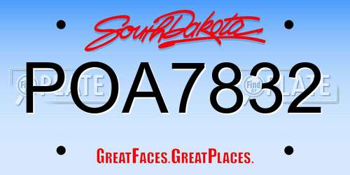 POA7832 South Dakota License Plate