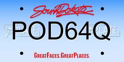POD64Q South Dakota License Plate
