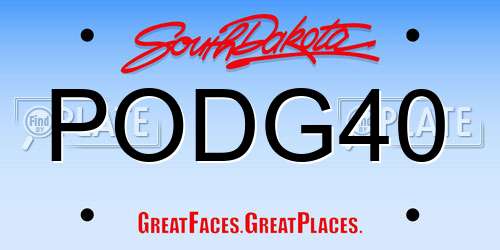 PODG40 South Dakota License Plate