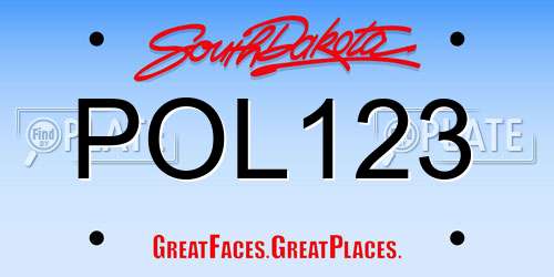 POL123 South Dakota License Plate