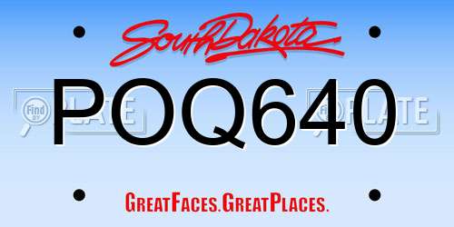 POQ640 South Dakota License Plate