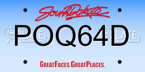 POQ64D South Dakota License Plate