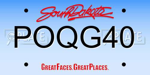 POQG40 South Dakota License Plate