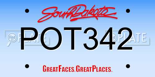 POT342 South Dakota License Plate