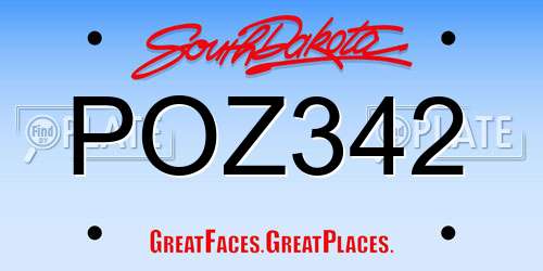 POZ342 South Dakota License Plate