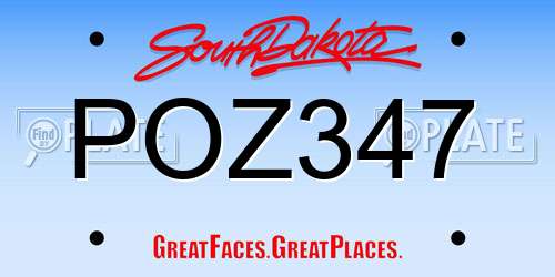 POZ347 South Dakota License Plate